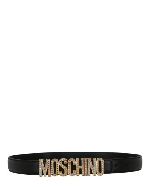 Moschino White Logo Lettering Leather Belt
