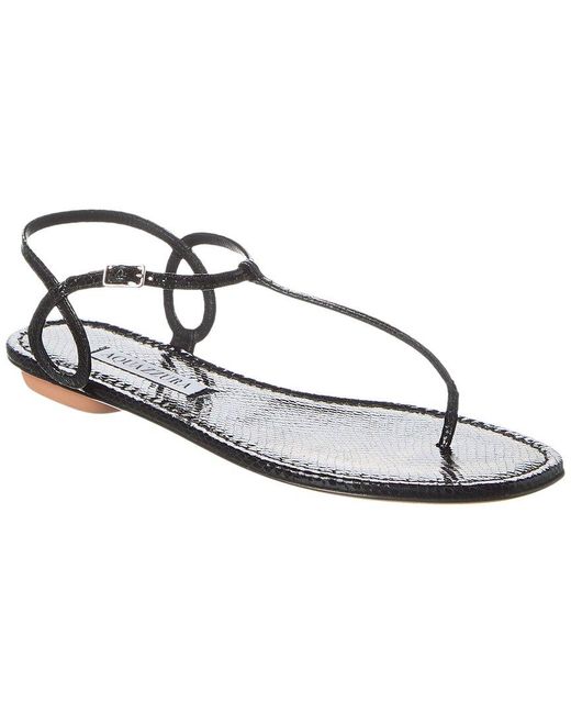 Aquazzura Metallic Almost Bare Snake-embossed Leather Sandal