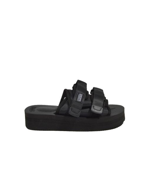 Suicoke Black High-Platform Adjustable Sandals for men