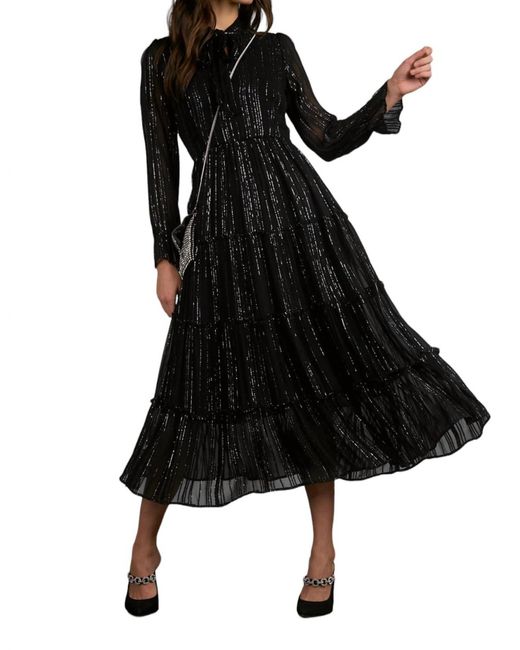 Elan Black Shimmer Stripe Maxi Dress