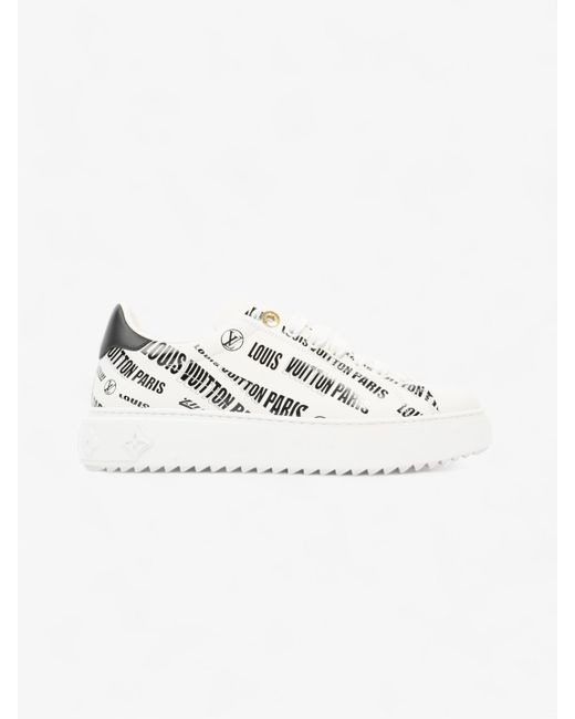 Louis Vuitton White Time Out Sneaker / Logo All Over Leather