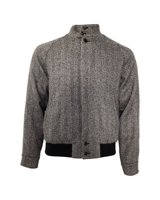 Tod's Gray Herringbone Bomber Jacket for men