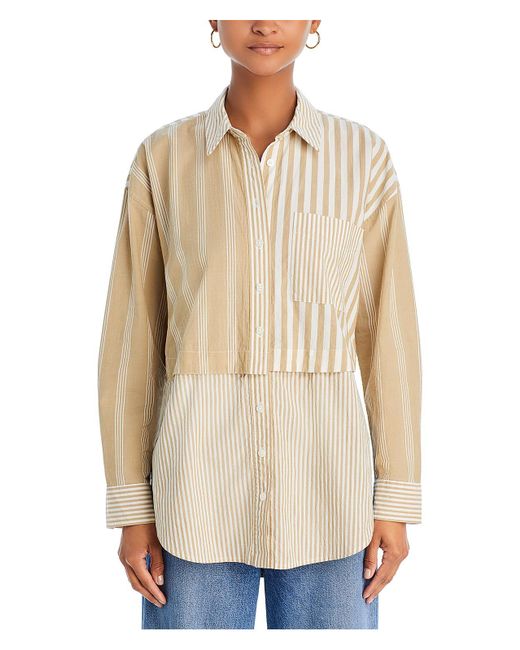 Madewell Natural Colorblock Cotton Button-down Top