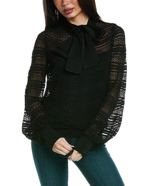 Carolina Herrera Black Chevron Stripe Sweater