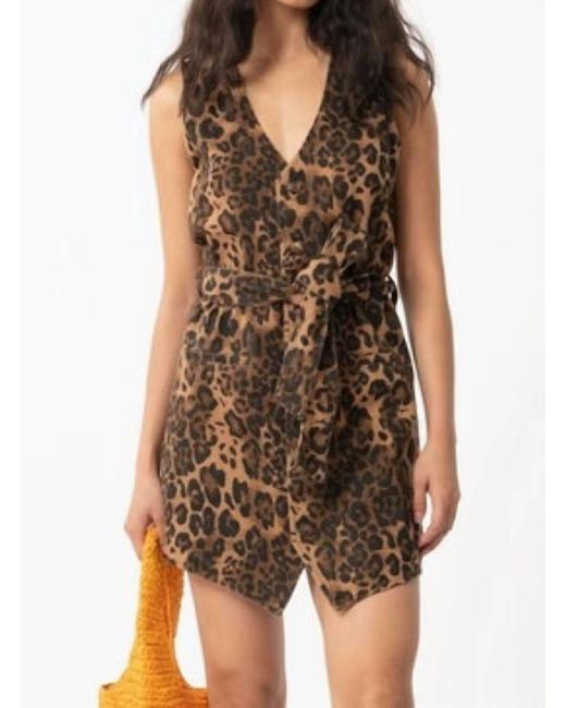 FRNCH Brown Cicilia Leopard Dress