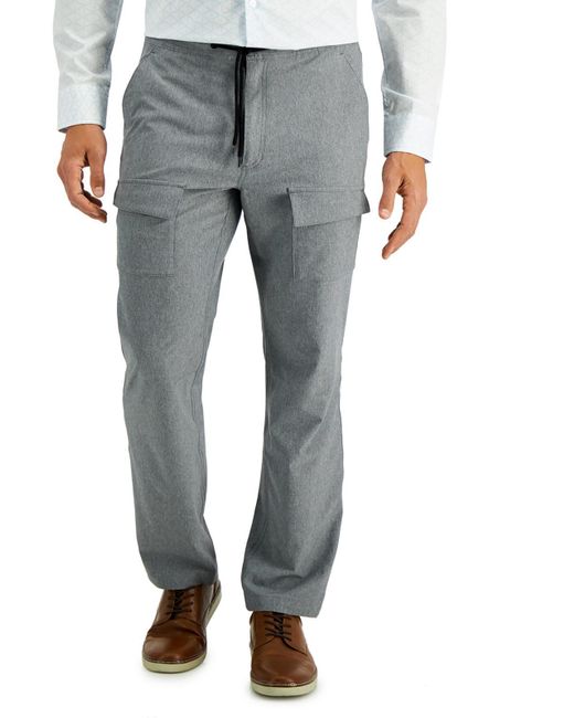 Alfani Gray Utility Polyester Cargo Pants for men