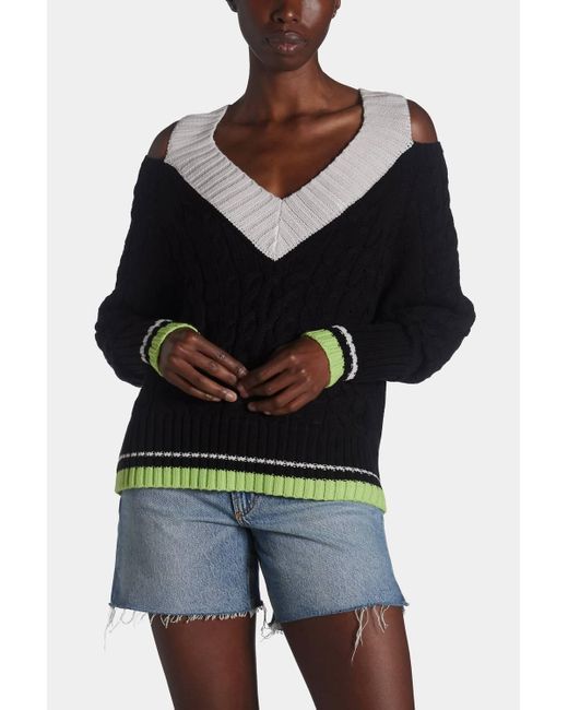 525 America Black Cut Out Varsity Sweater