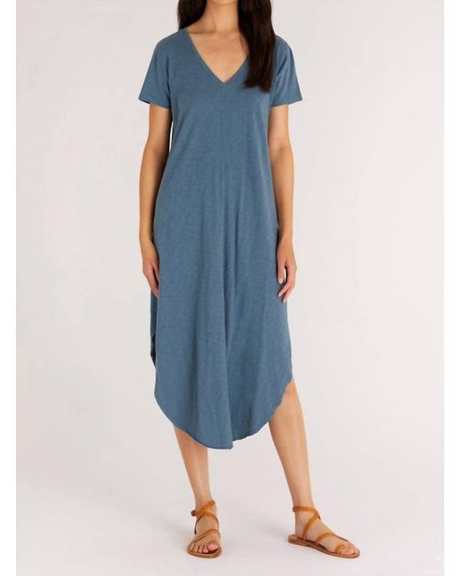 Z Supply Blue Short Sleeve Reverie Midi Dress
