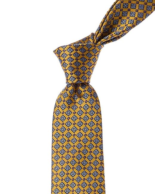 Canali Metallic Yellow Silk Tie for men