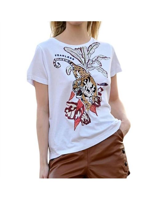 Las Sureñas Blue Fearless Graphic Print Tee Top