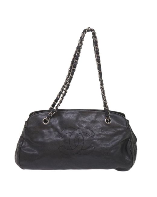 Chanel Black Cc Leather Shoulder Bag (pre-owned)