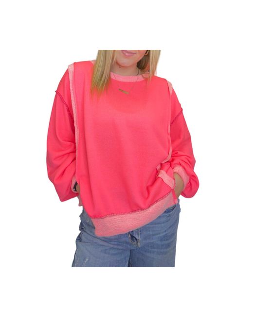 Bibi Pink Knit Contrast Sweatshirt