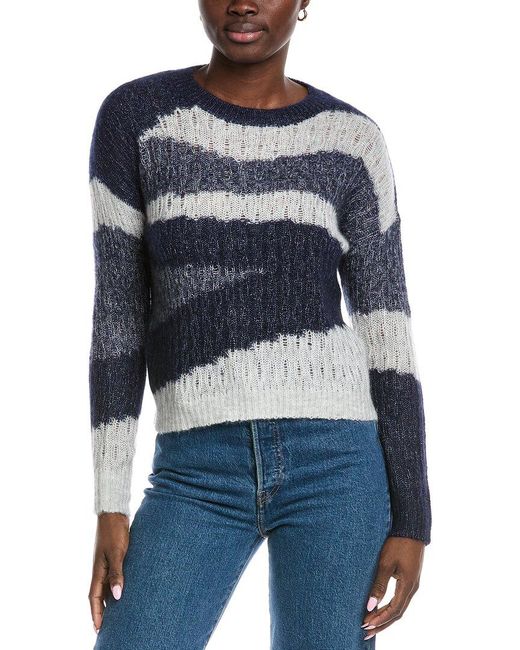 Autumn Cashmere Blue Geometric Graphic Cashmere & Silk-blend Sweater