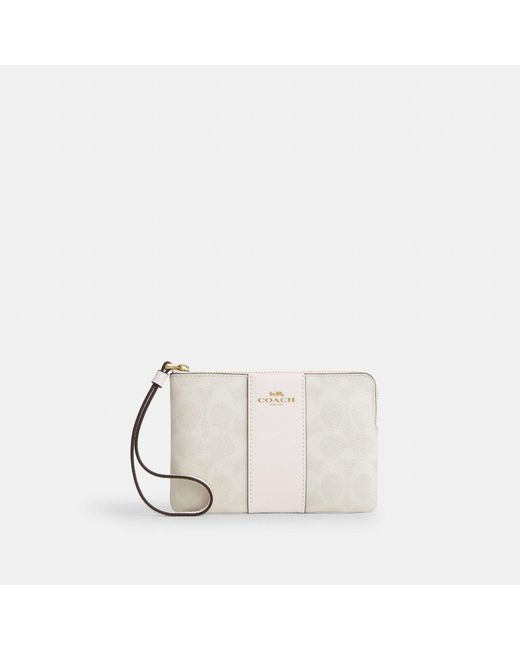 COACH Pink Corner Zip Wristlet