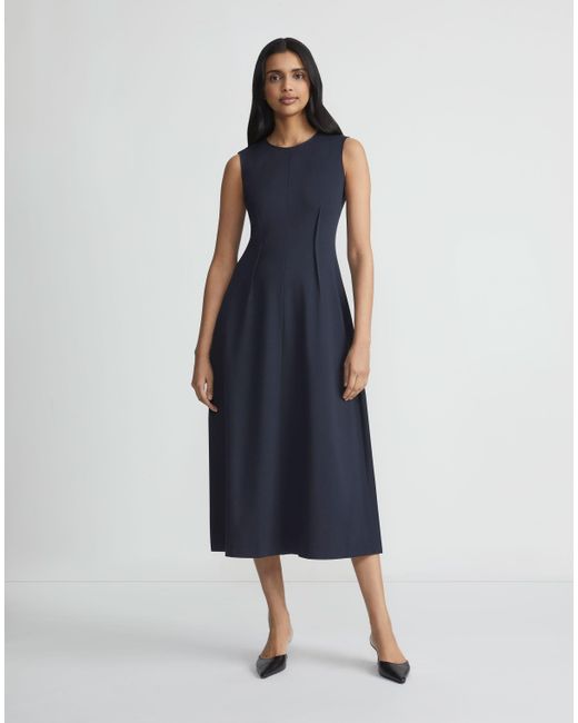 Lafayette 148 New York Blue Punto Milano Flared Midi Dress