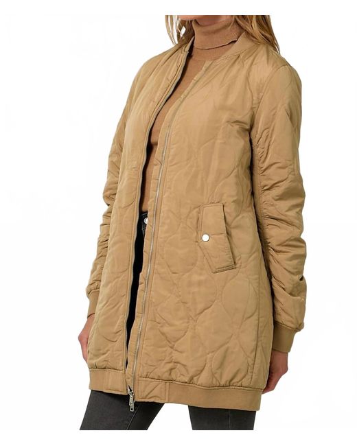 Mystree Natural Guilted Long Bomber Jacket