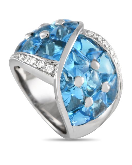 Non-Branded Blue Lb Exclusive 18k Gold 0.18ct Diamond And Topaz Ring Mf26-122223