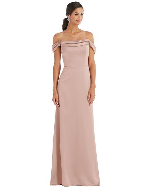 Dessy Collection Multicolor Draped Pleat Off-the-shoulder Maxi Dress