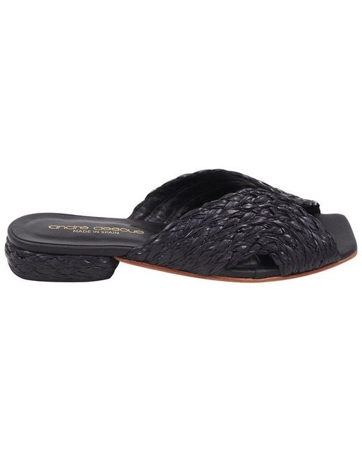 Andre Assous Black Ramy Raffia Sandal