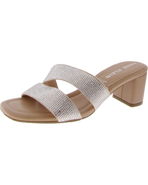 Anne Klein Pink Kalinda-C Faux Leather Slip On Block Heel