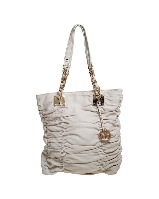 MICHAEL Michael Kors Gray Pleated Leather Chain Tote