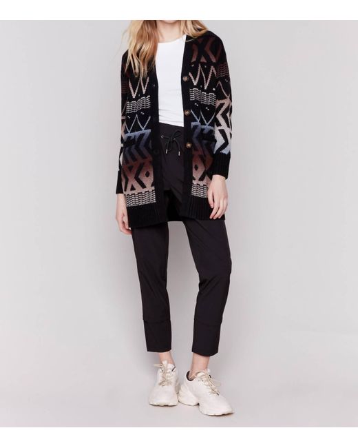 Charlie b Black Long Ombre Pattern Cardigan