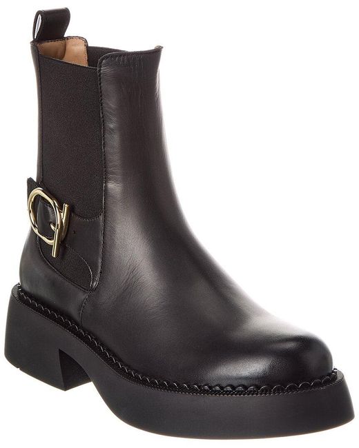 Ferragamo Black Tia Leather Boot