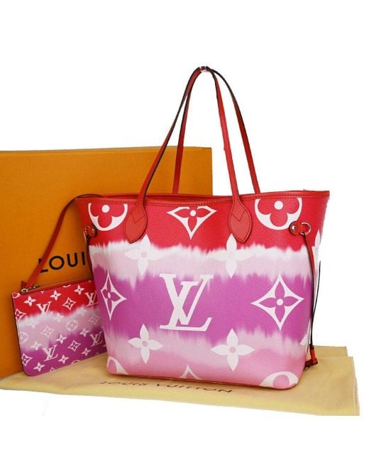 Louis Vuitton Pink Neverfull Mm Canvas Tote Bag (pre-owned)
