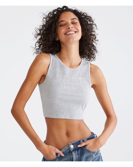 Aéropostale Gray Juicy Couture X Bling Cropped U-neck Tank
