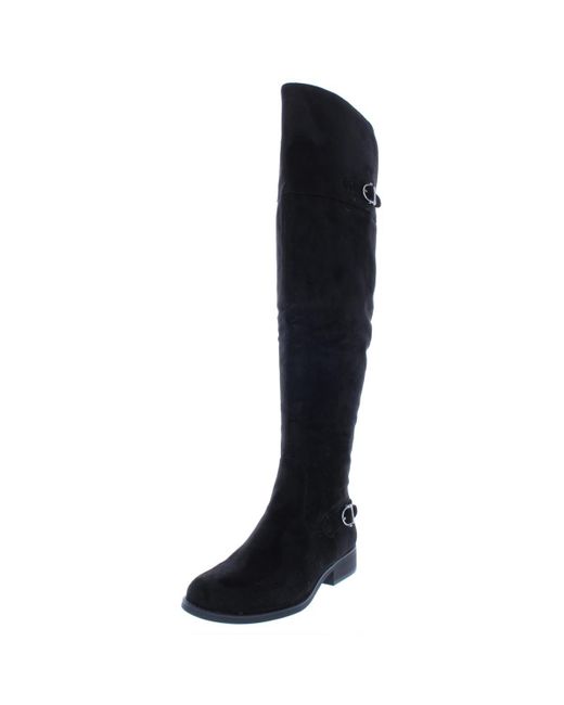 American Rag Black Adarra Buckle Stacked Heel Over-The-Knee Boots