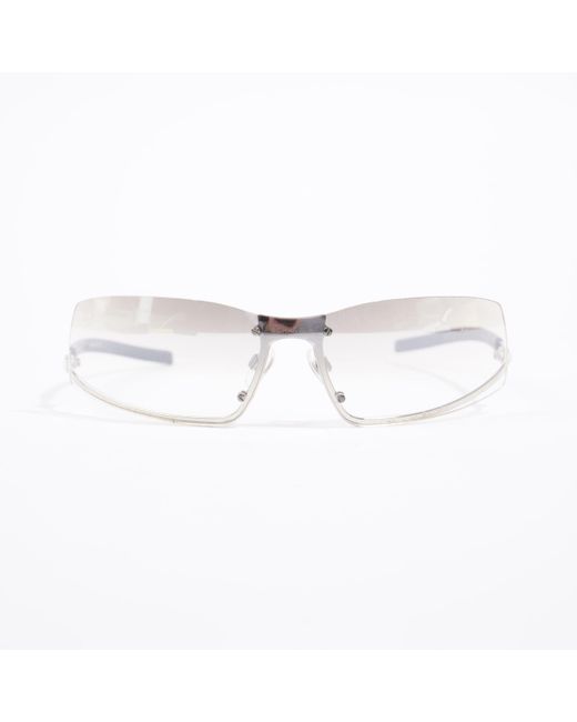 Chanel White Rectangular Framed Sunglasses Acetate
