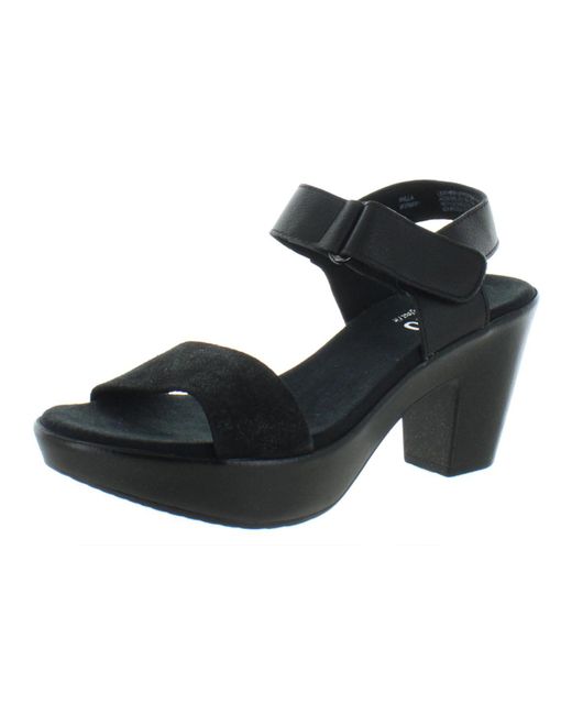Munro Black Willa Leather Shimmer Platform Sandals