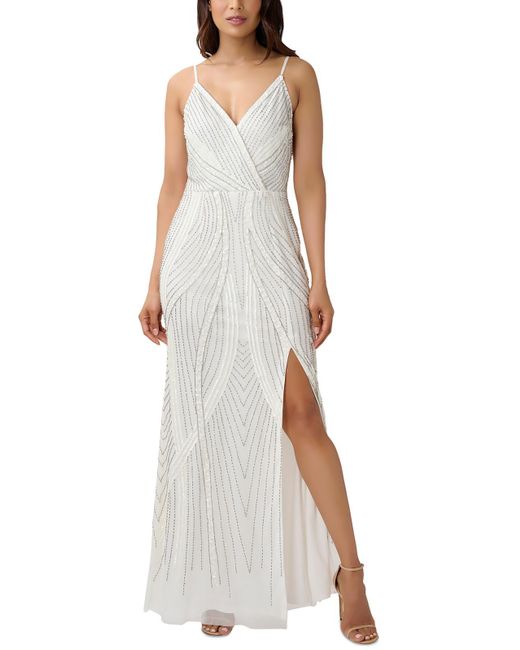 Adrianna Papell White Strappy Long Evening Dress