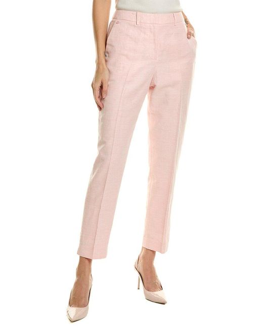 Tahari Pink The Reese Linen-blend Pant
