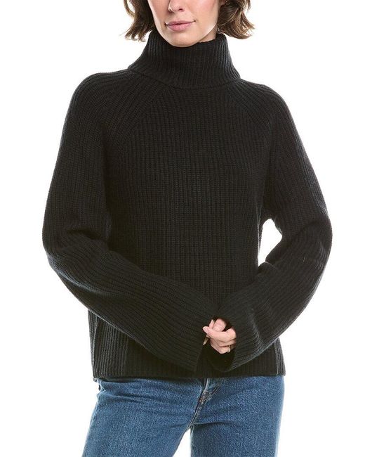 Forte Black Luxe Rib Turtleneck Wool & Cashmere-Blend Sweater