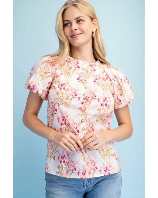 Gigio Multicolor Floral Button Down Top