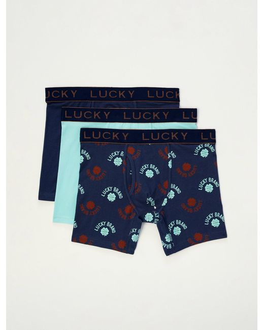 Lucky Brand Blue 3 Pack Stretch Boxer Briefs for men