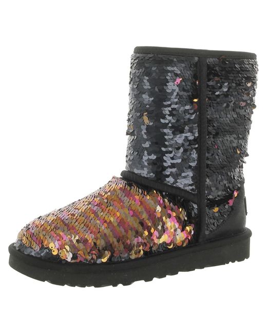 Ugg Gray Classic Short Sequined Ankle Winter Boots