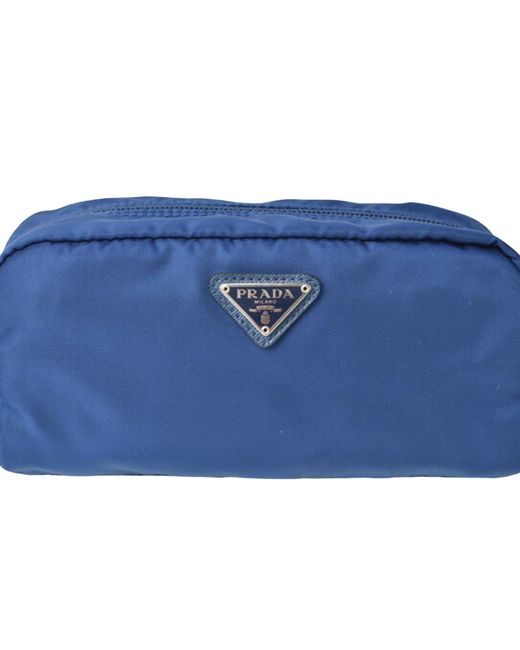 Prada Blue Tessuto Synthetic Clutch Bag (pre-owned)