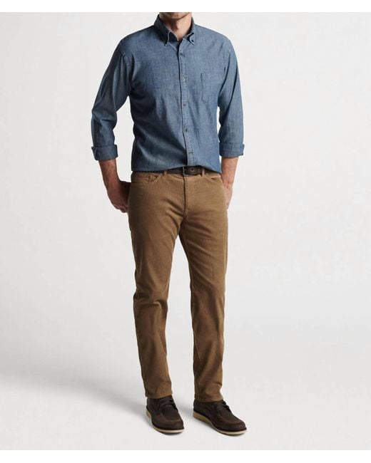 Peter Millar Blue Superior Soft Corduroy Five-pocket Trouser for men