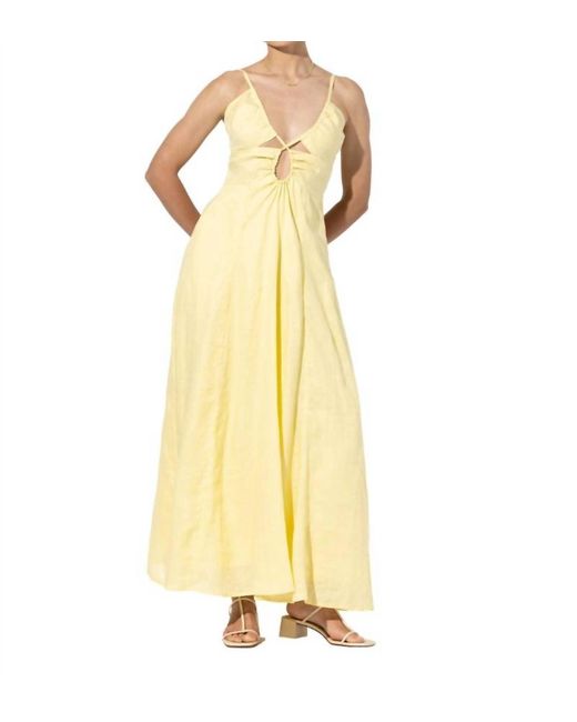 LUSANA Yellow Olivia Linen Maxi Dress