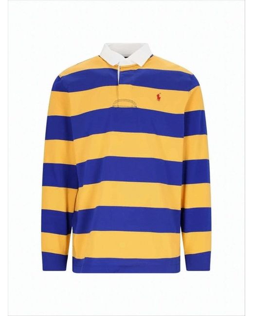 Polo Ralph Lauren Orange Horizontal Stripe Long-Sleeve Polo Shirt With Classic Collar for men