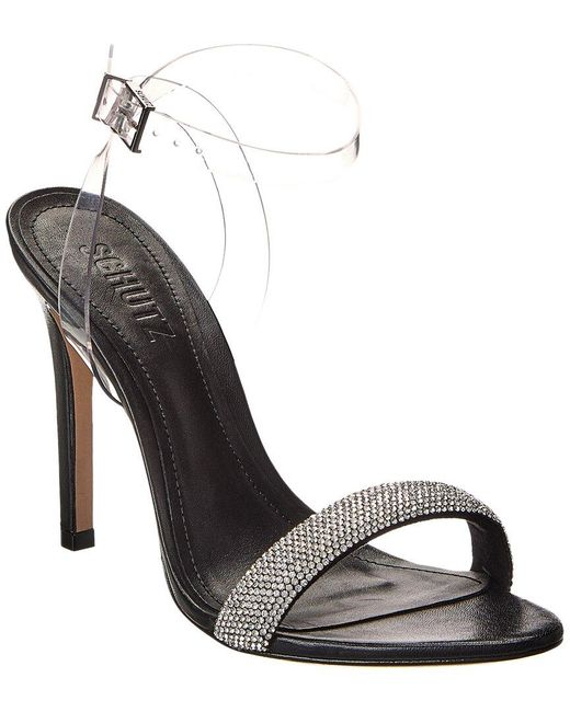 SCHUTZ SHOES Metallic Irina Leather-trim Sandal