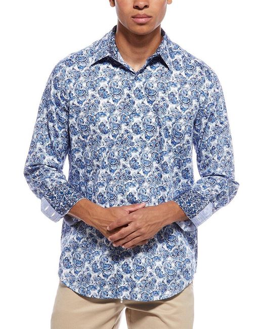 Robert Graham Blue Dorval Classic Fit Woven Shirt for men