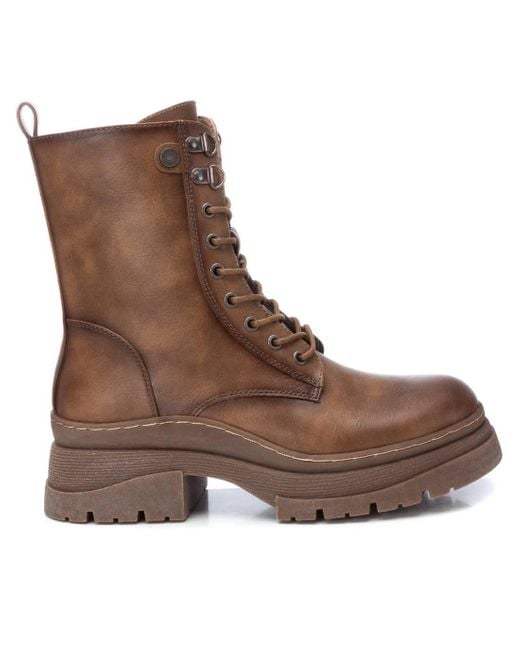 Xti Brown Combat Booties