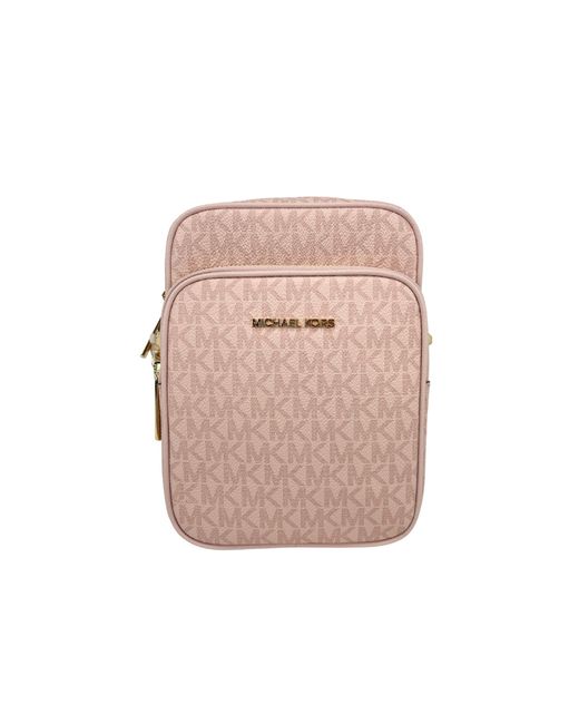 Michael Kors Jet Set Powder Blush Signature F Crossbody Hand Purse Bag