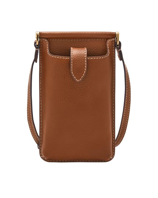 Fossil Brown Kaia Litehide Leather Phone Bag