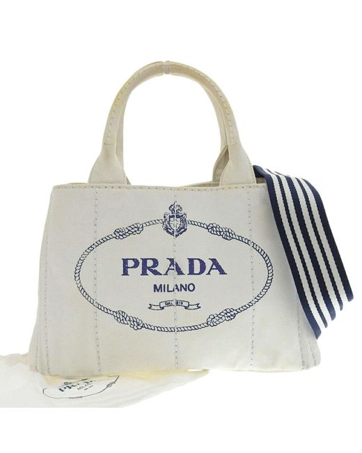 Prada Metallic Canapa Canvas Tote Bag (pre-owned)