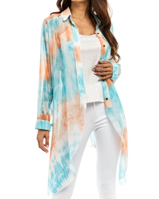 Adore Blue Sheer Button Down Duster