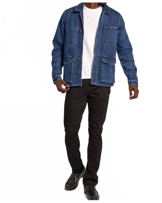 Current/Elliott Blue Denim Button Down Blazer for men